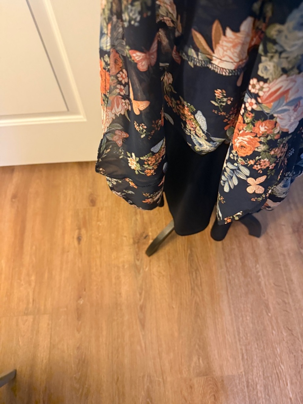Navy Floral Tiered Long-Sleeve Dress - Picture 8 of 10